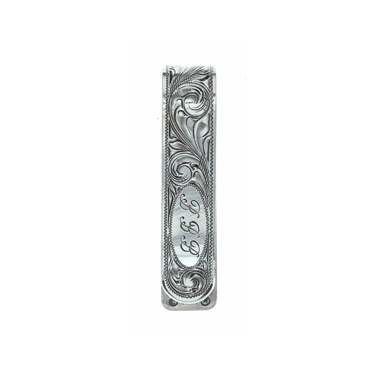 Folded 1800 Engraved Monogram Initial Money Clip