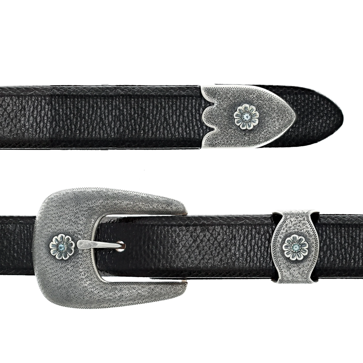 Fort Bend 1707 Sterling Wheatgrass &amp; Aquamarine Buckle Set