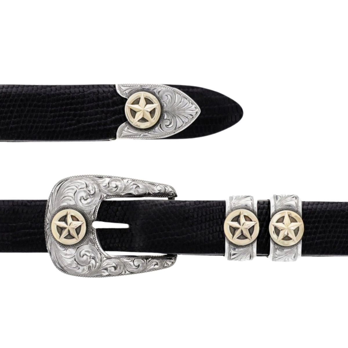 Fort Bend 1803 Yellow Gold Ranger Star Buckle Set