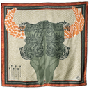 Bison 1 Dark Green Silk Twill Scarf