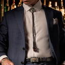 Navy Branded Silk Twill Scarf