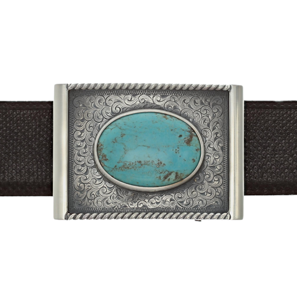 Gonzales 1800 Antique Engraved Turquoise Buckle – Clint Orms  display picture 3
