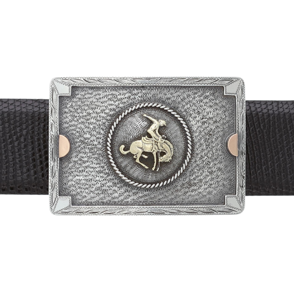 Sterling Raised Circle with Wriggled Engraving Trophy Buckle