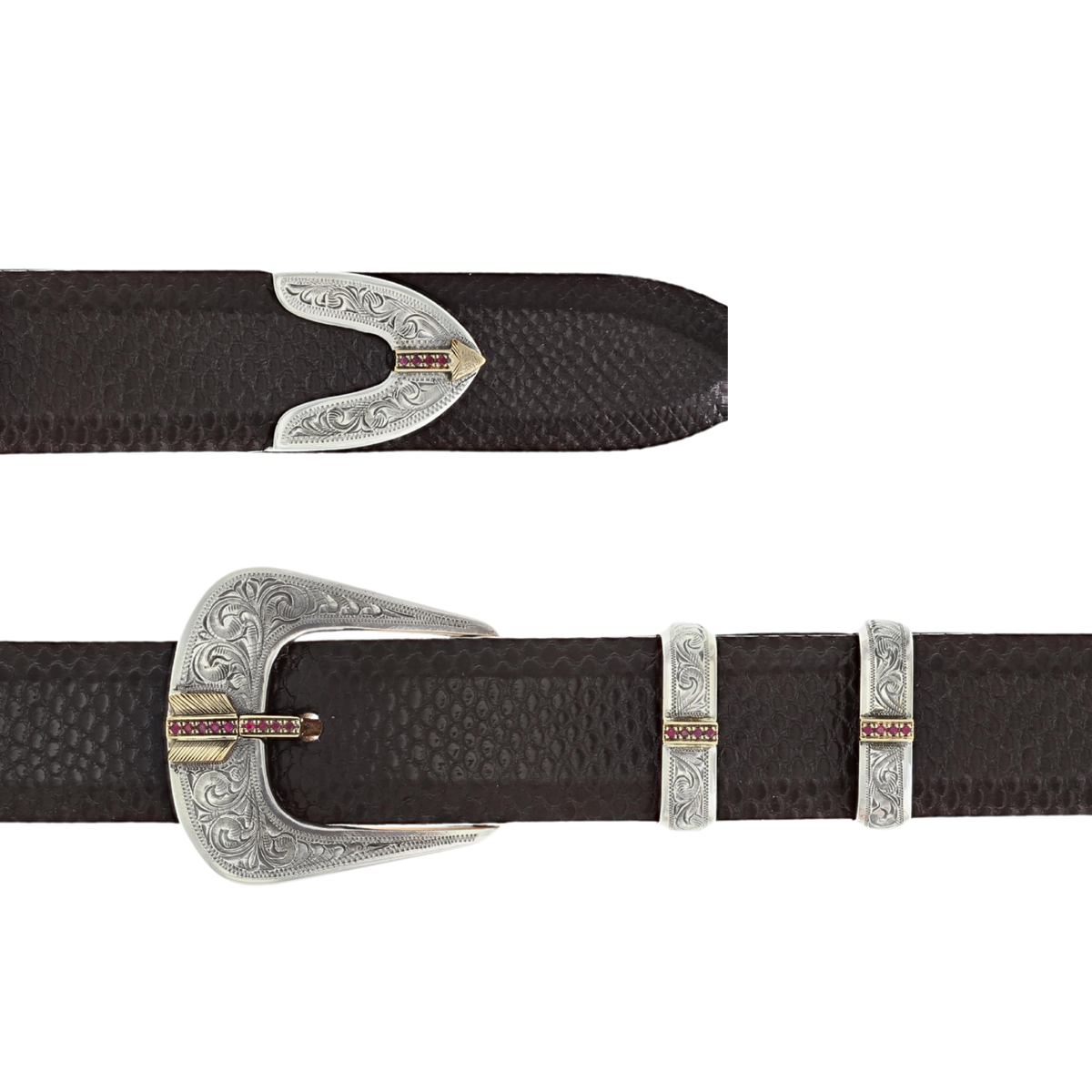 Haskell 1811 Sterling Silver Ruby Arrow Buckle Set
