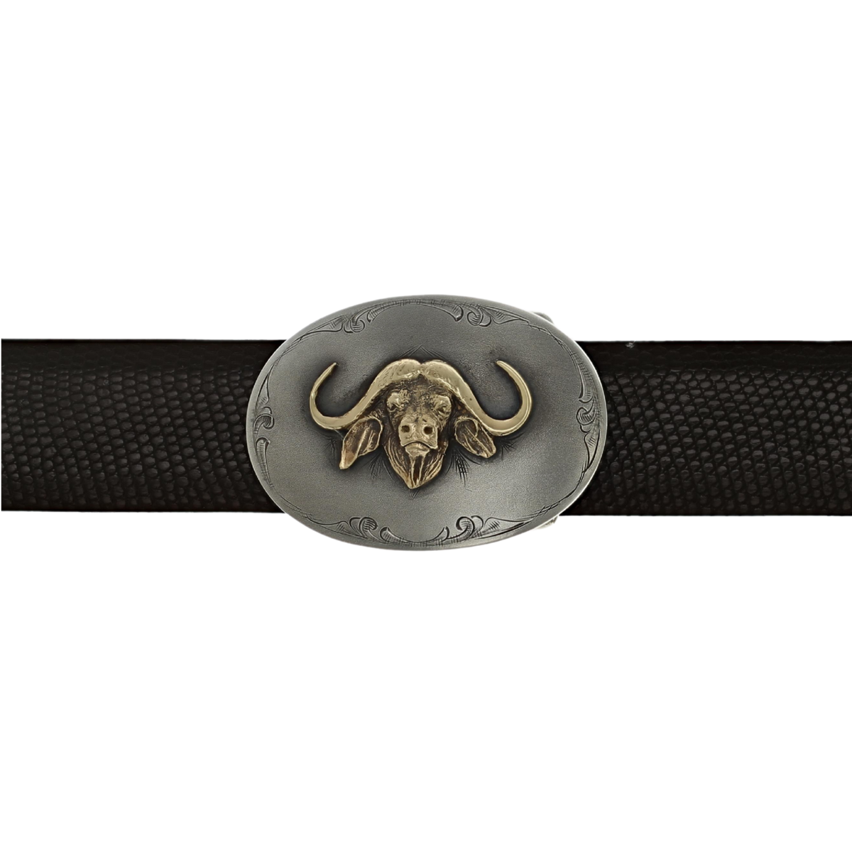 Hunt 1503 Sterling Oval with Gold Cape Buffalo