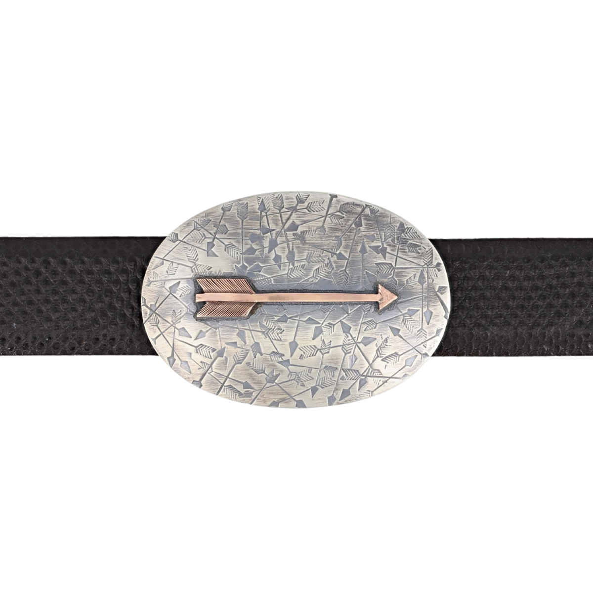 Hunt 1802 Sterling Silver &amp; Rose Gold Arrow Oval Trophy Buckle