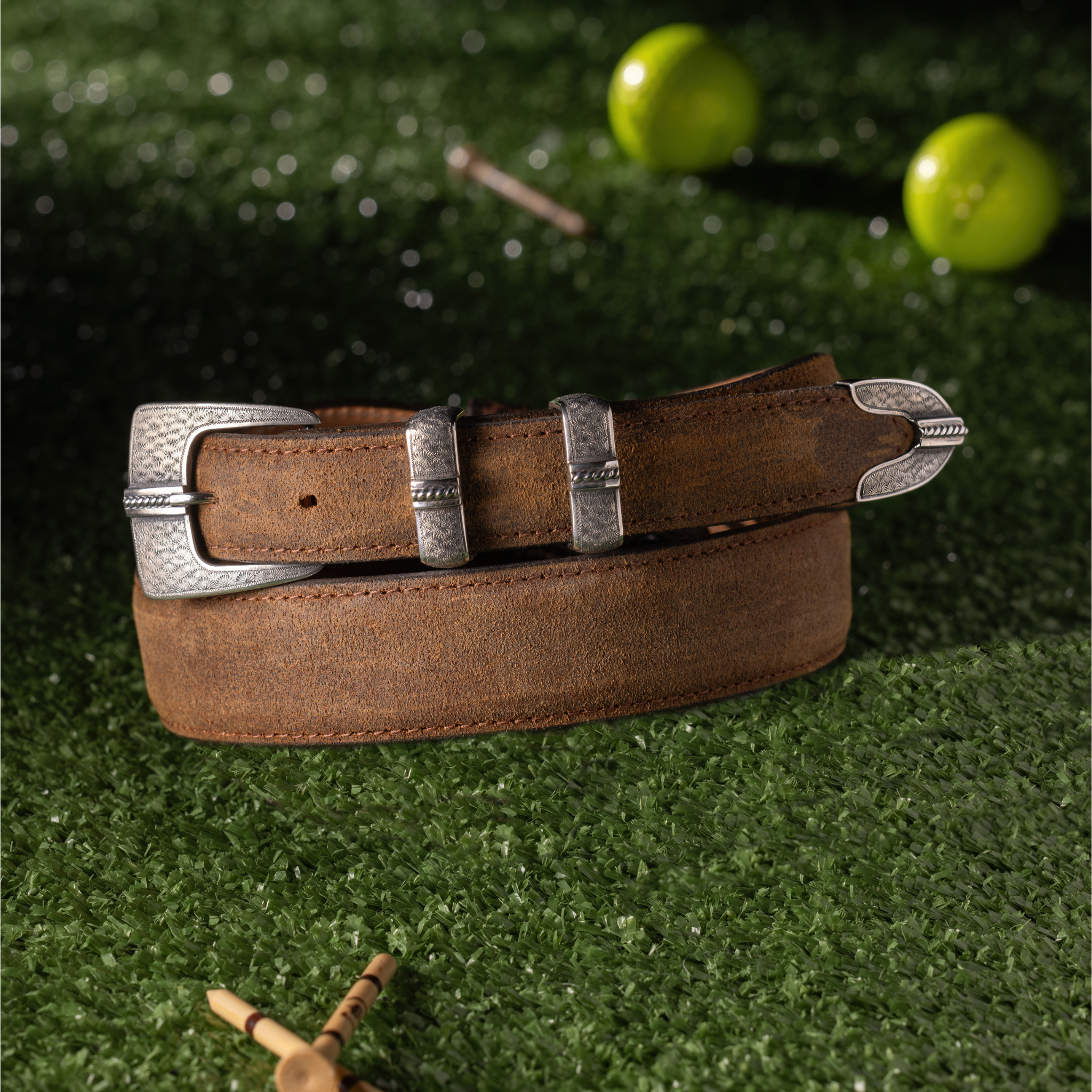Clay 1839 Sterling Silver Wheatgrass Engraved Rope Buckle Set