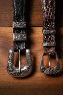 Pecos 2056 Sterling Gun Engraved Buckle Set