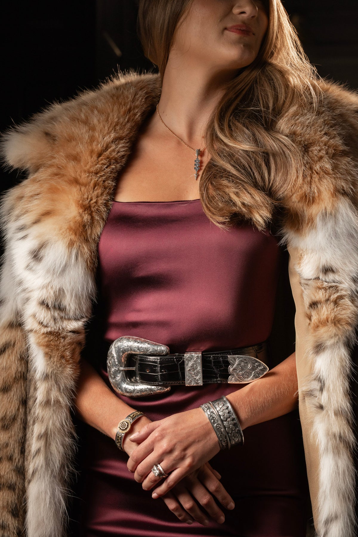 Pecos 2056 Sterling Gun Engraved Buckle Set