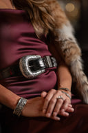 Pecos 2056 Sterling Gun Engraved Buckle Set