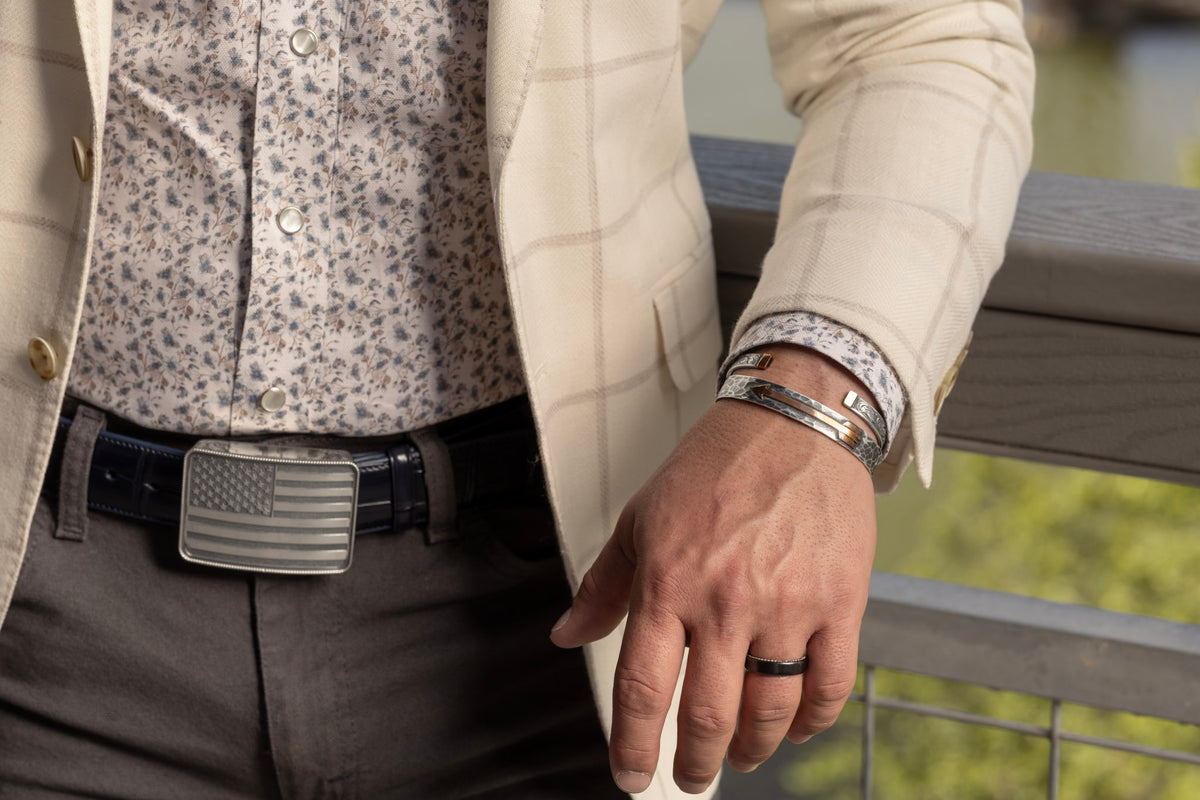 Bracelet 1468 Hammered Sterling with Rose Gold Arrow