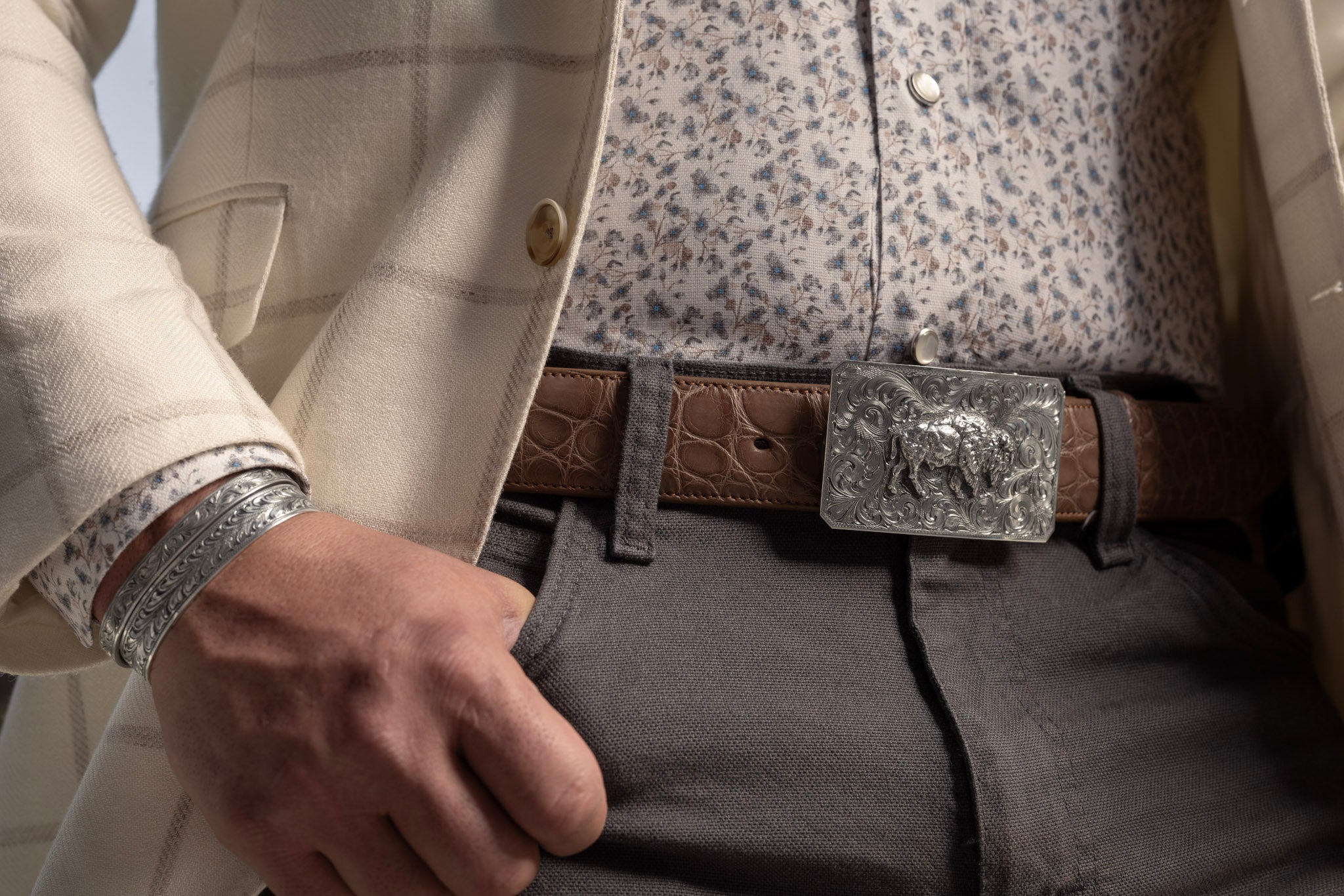 Jasper 1800 Silver American Bison Trophy Buckle – Clint Orms