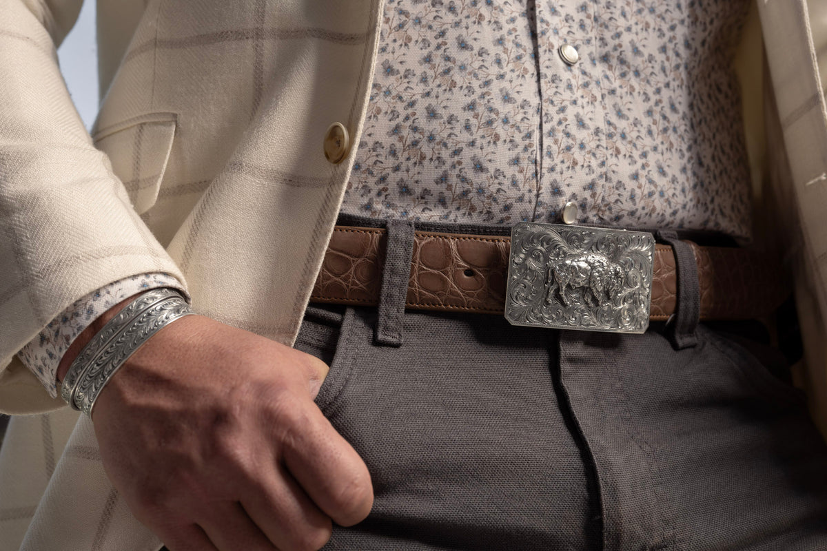 Bracelet 1429 Sterling Silver Engraved Bracelet with 14 Karat Rose Gold Tips