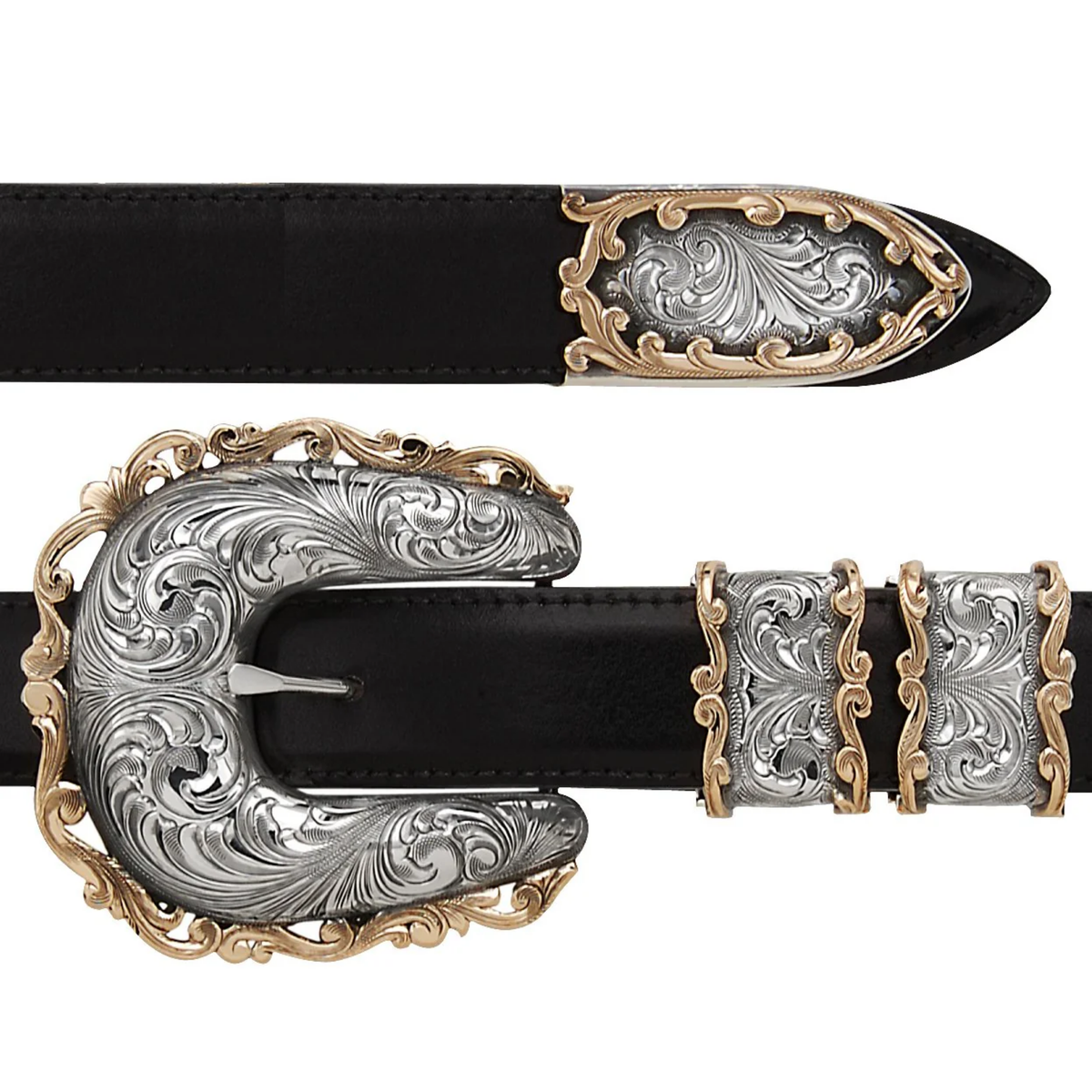 Pecos 1823 Sterling & Gold Ranger Buckle Set