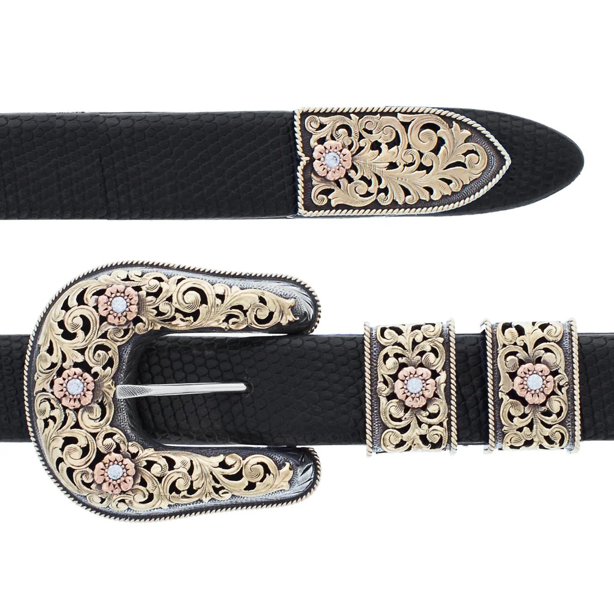 Pecos 2048 Yellow, Rose &amp; Green Gold Buckle Set