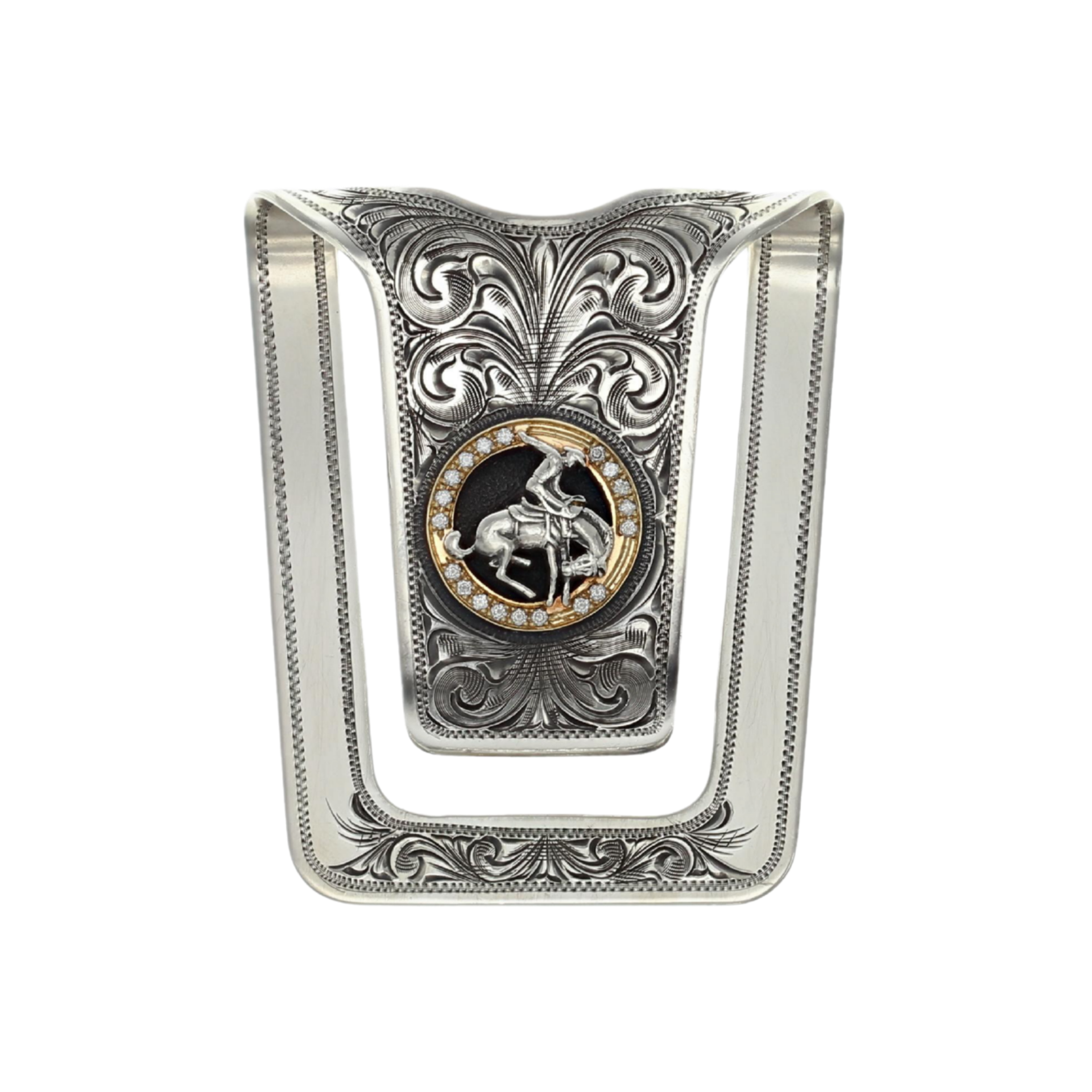 Large Bucking Horse Money Clip With Diamonds – Clint Orms