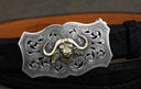 Trinity 2001 Filigree Gun Engraved Gold Cape Buffalo Buckle