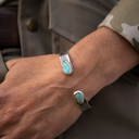 Bracelet 1448 Hammered with Turquoise Ends