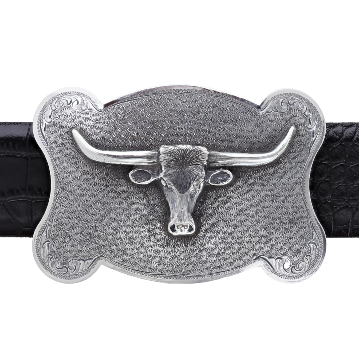 Webb 1600 Wheatgrass Trophy Buckle with Sterling Longhorn