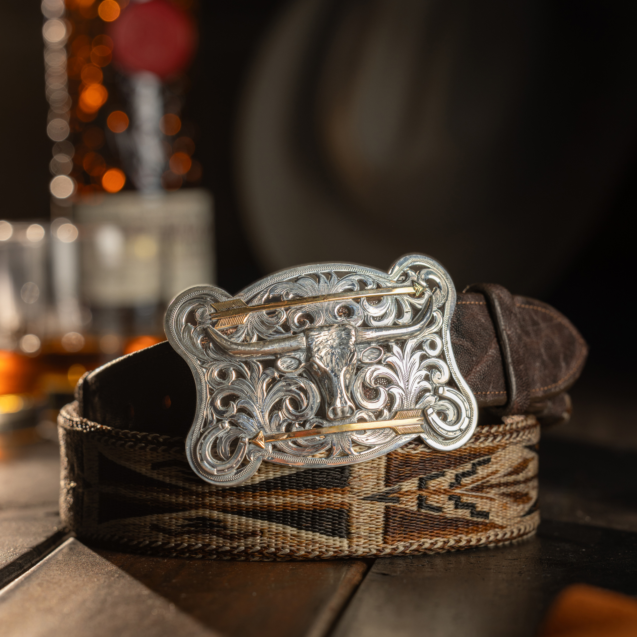 Sterling Silver Scalloped Trophy Buckle w/ Sterling Silver