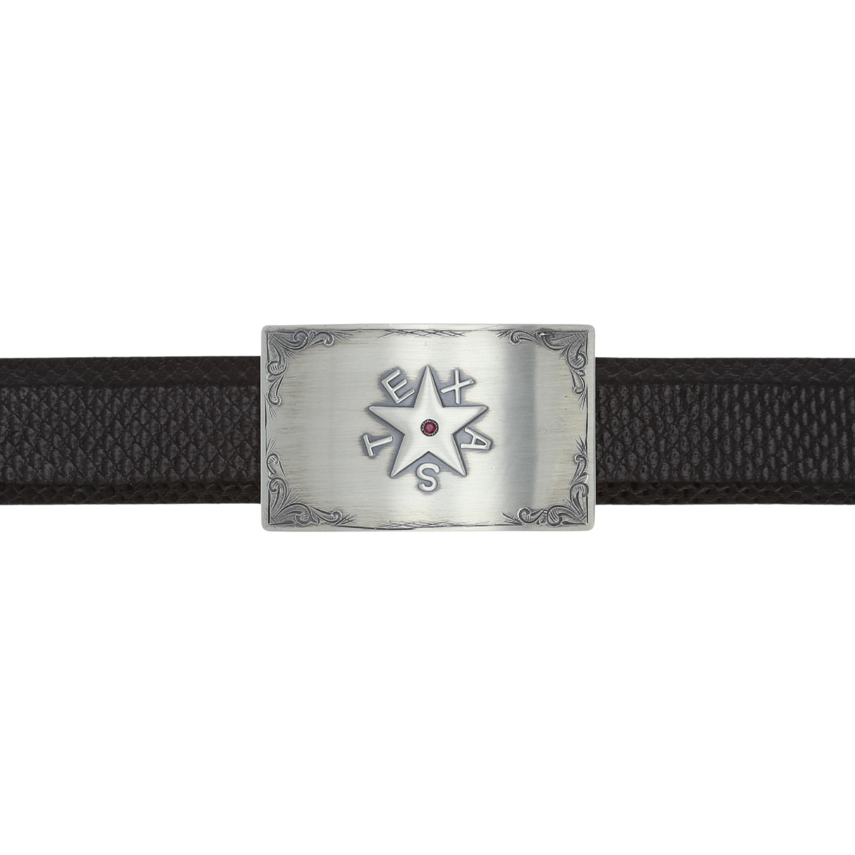 Zavala 1407 Sterling &amp; Ruby Zavala Flag Trophy Buckle