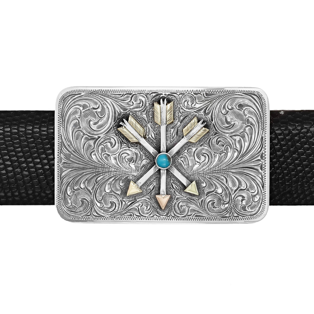 Zapata 1840 Turquoise &amp; Gold Fletching Arrow Buckle