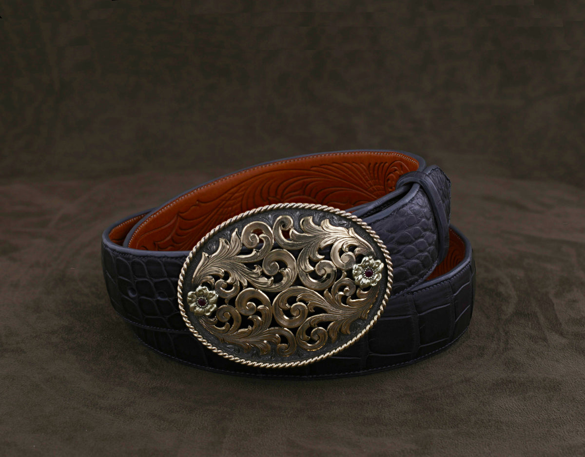 Brooks 1813 Sterling &amp; Gold Oval Trophy Buckle