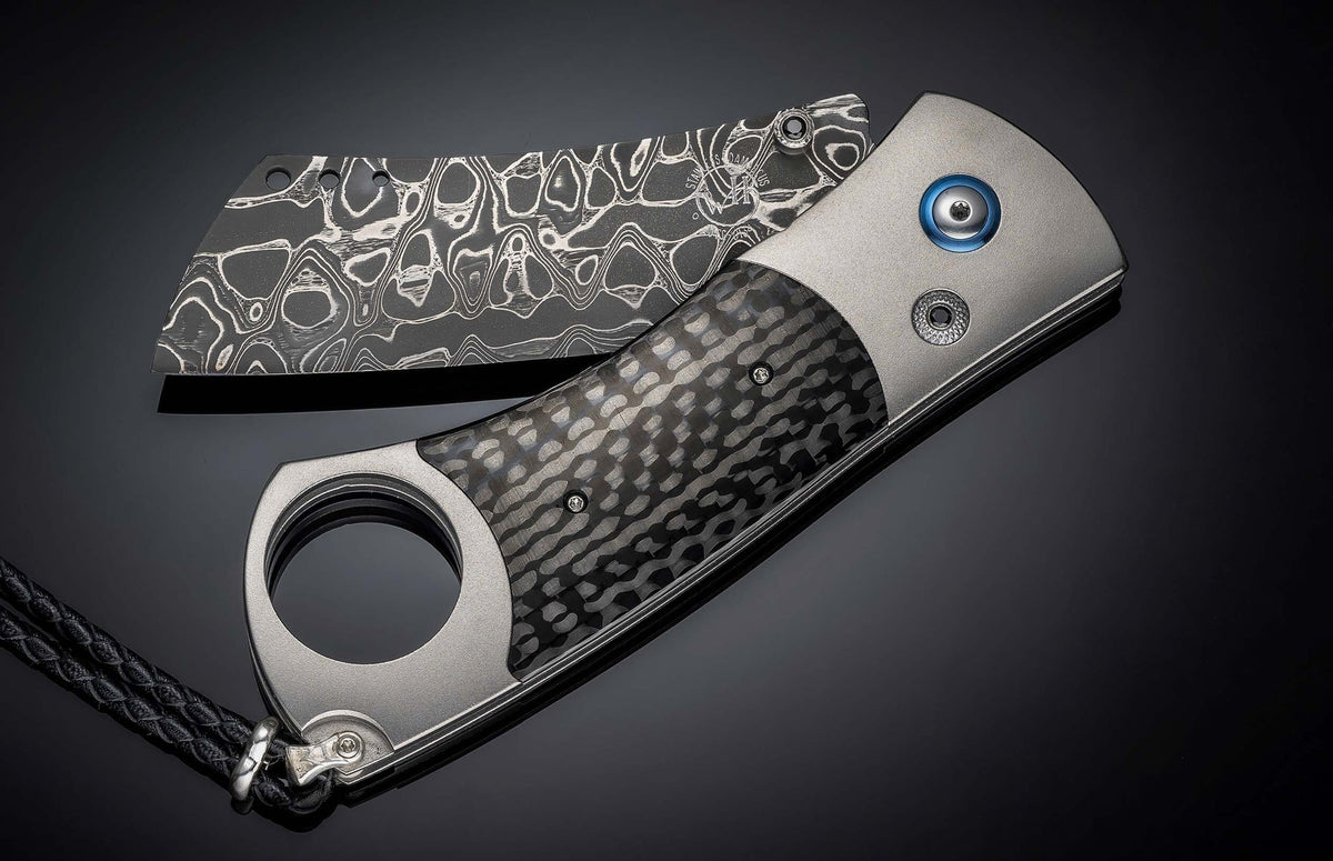 'Techno' CG1 Titanium Cigar Cutter with Carbon Fiber and Damascus Blade Limited Edition
