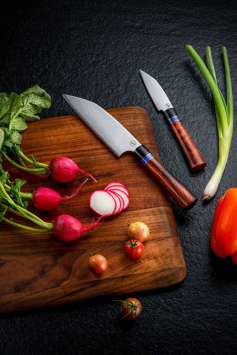 Ironwood Kultro Gourmet Chef Knife Set with Black Walnut Display