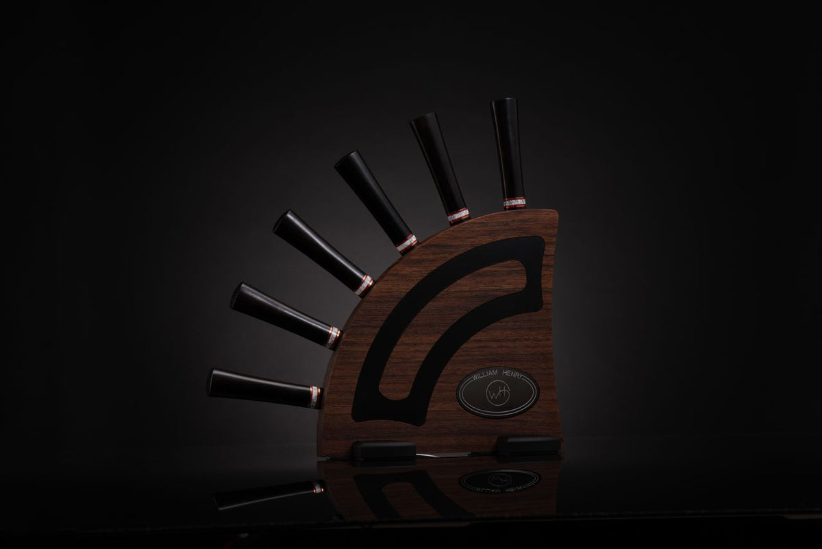Ebony Kultro Gourmet Steak Knife Set with Black Walnut Display
