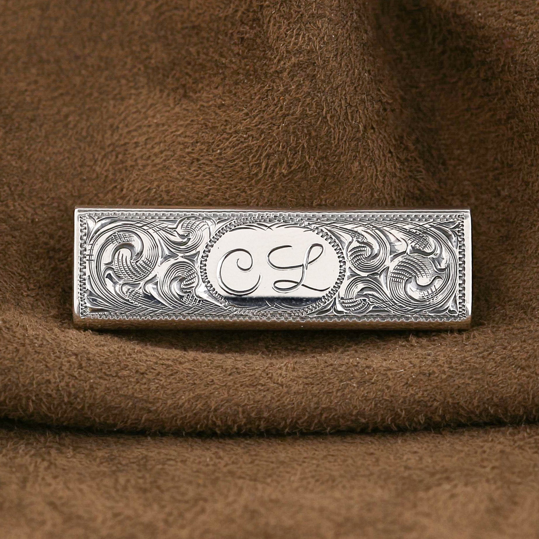 Rubber Band 1801 Sterling Scroll Engraved Money Clip - Clint Orms Engravers  & Silversmiths