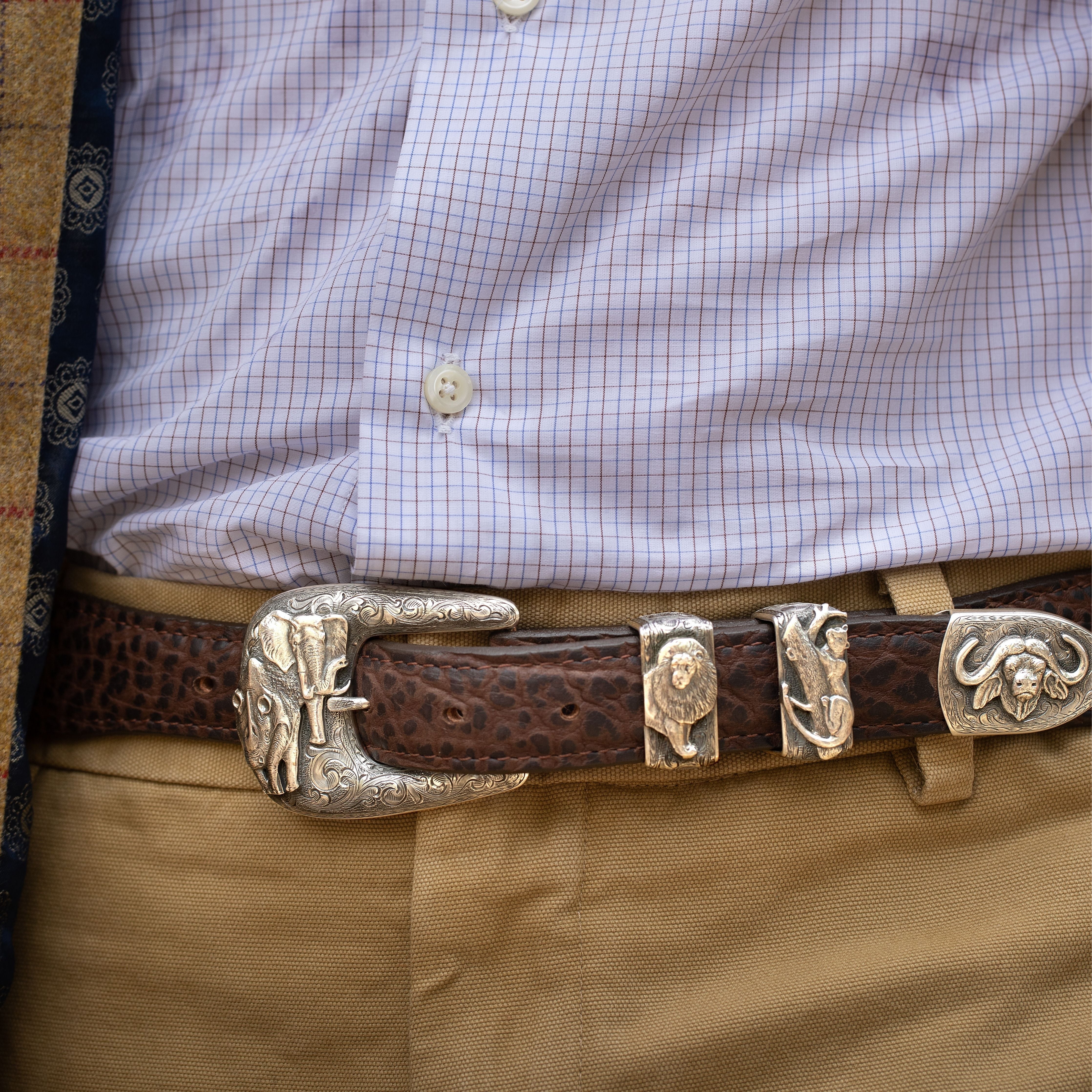 Safari MD Big Five 2011 Sterling Buckle Set – Clint Orms Engravers
