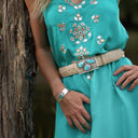 Bracelet 1428 Sterling Silver with Round Kingman Turquoise Cabochon