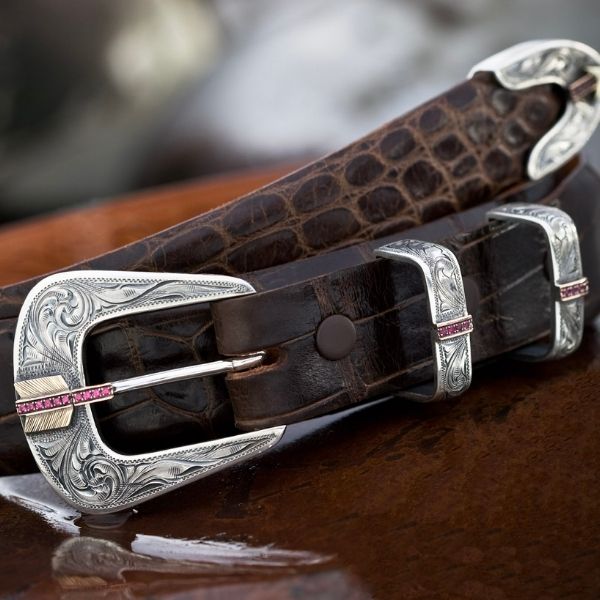 Haskell 1811 Sterling Silver Ruby Arrow Buckle Set