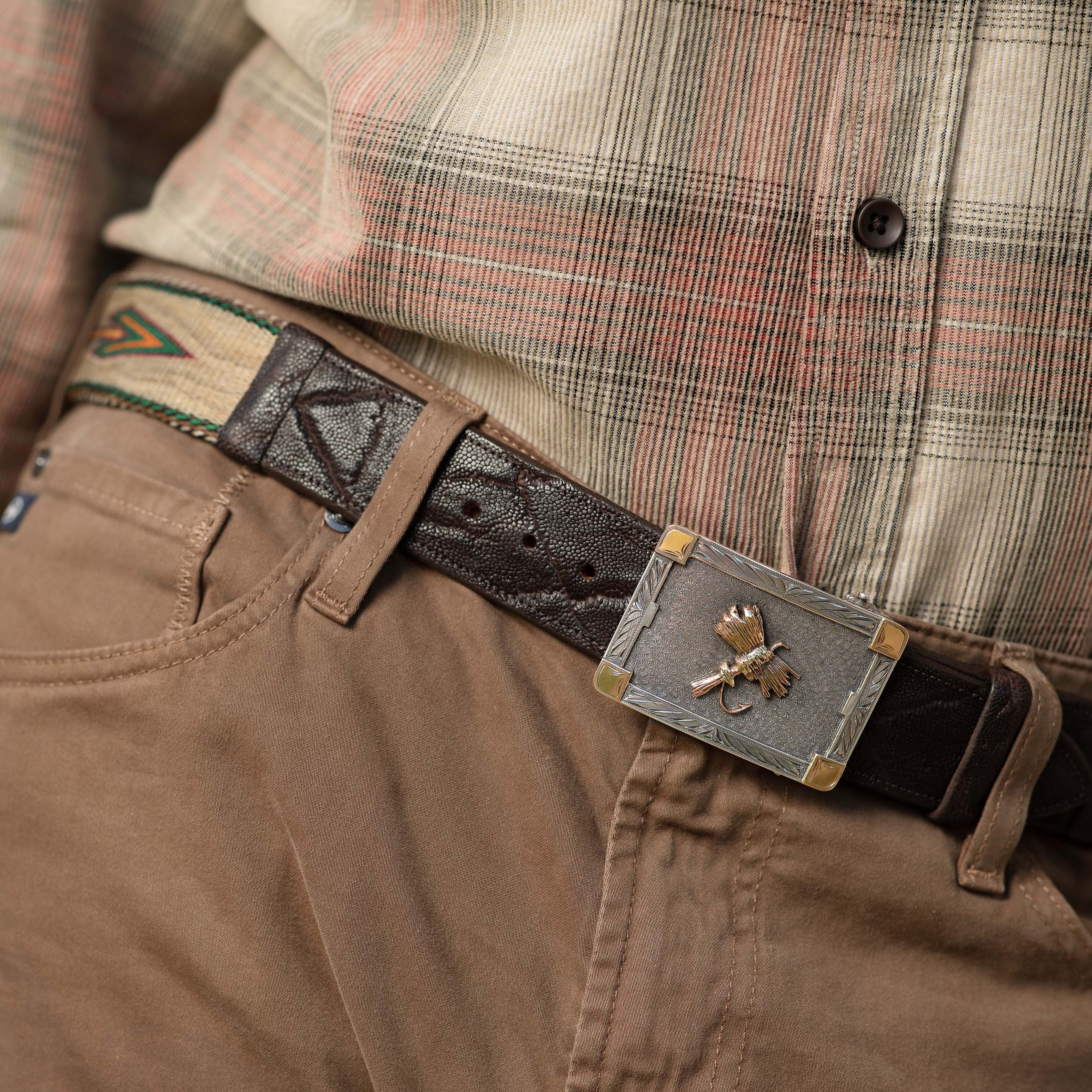 Martin 1836 Sterling & Tri-Gold Fly Trophy Buckle – Clint Orms