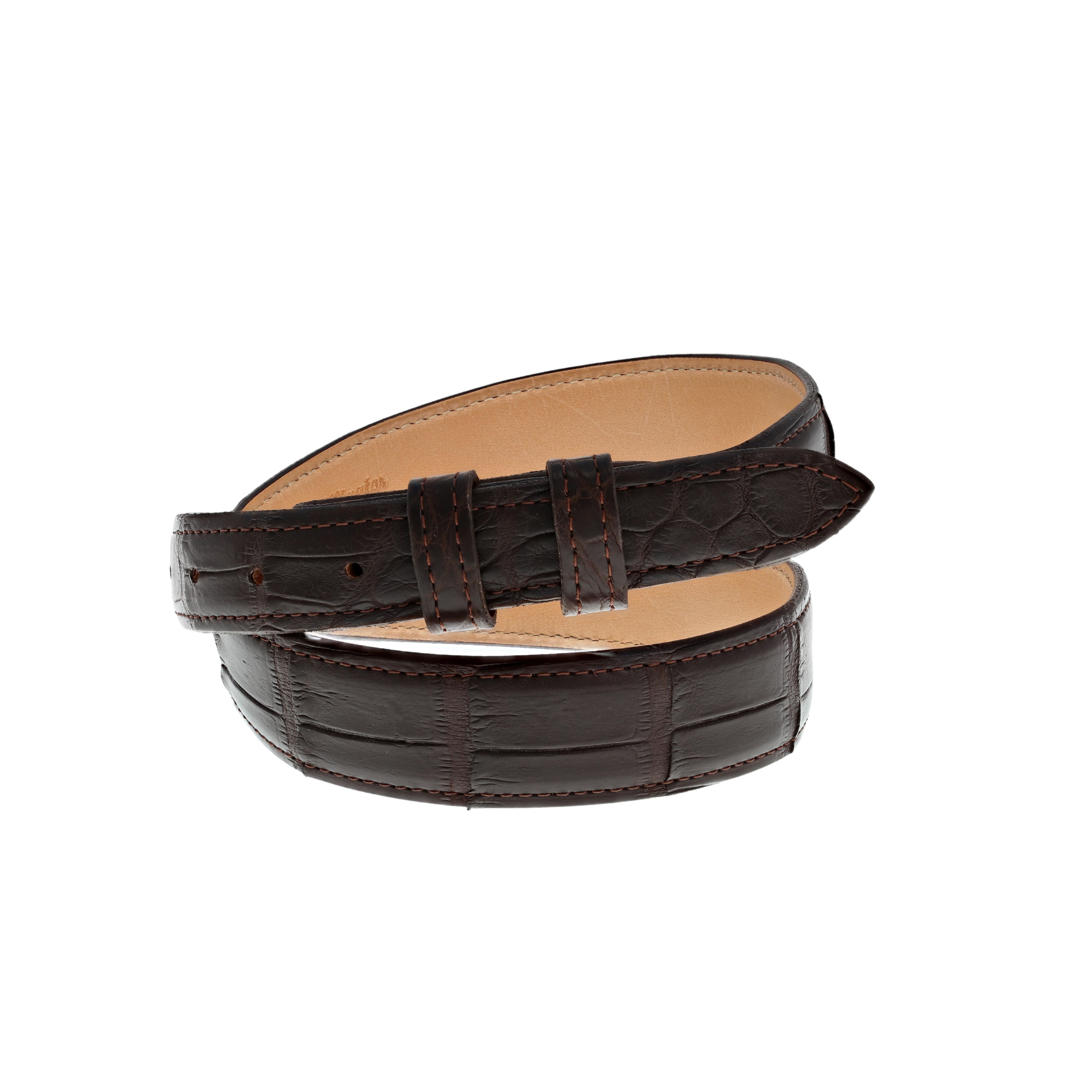 Brown Matte Alligator Leather Belt Strap - 1 1/4 > 1 Taper