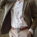 Bexar 1807 Sterling & Gold Filigree Indian Head Trophy Buckle