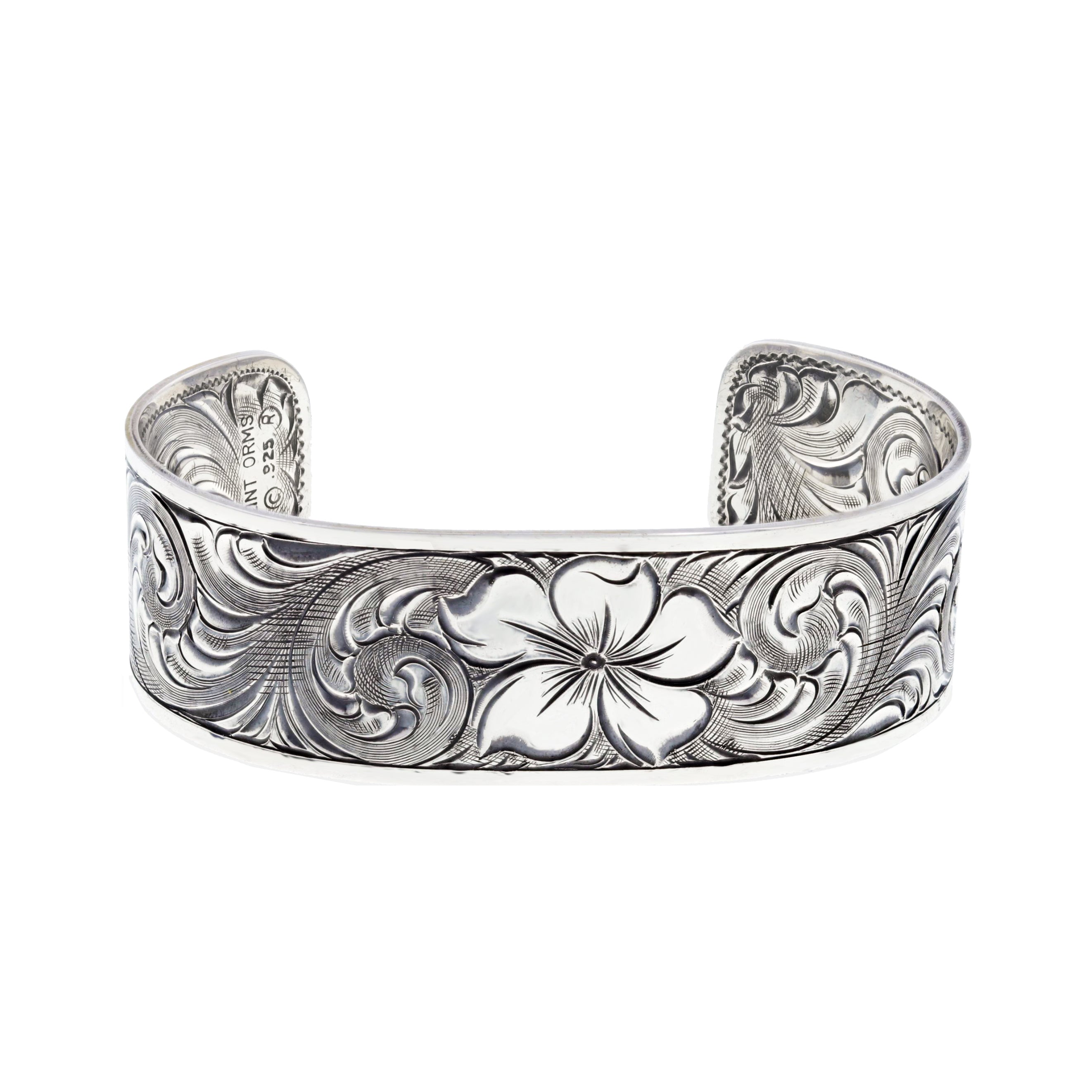 Hand Engraved Sterling Silver Primrose Cuff Bracelet — Custom Fine  Metalwork and Engraving