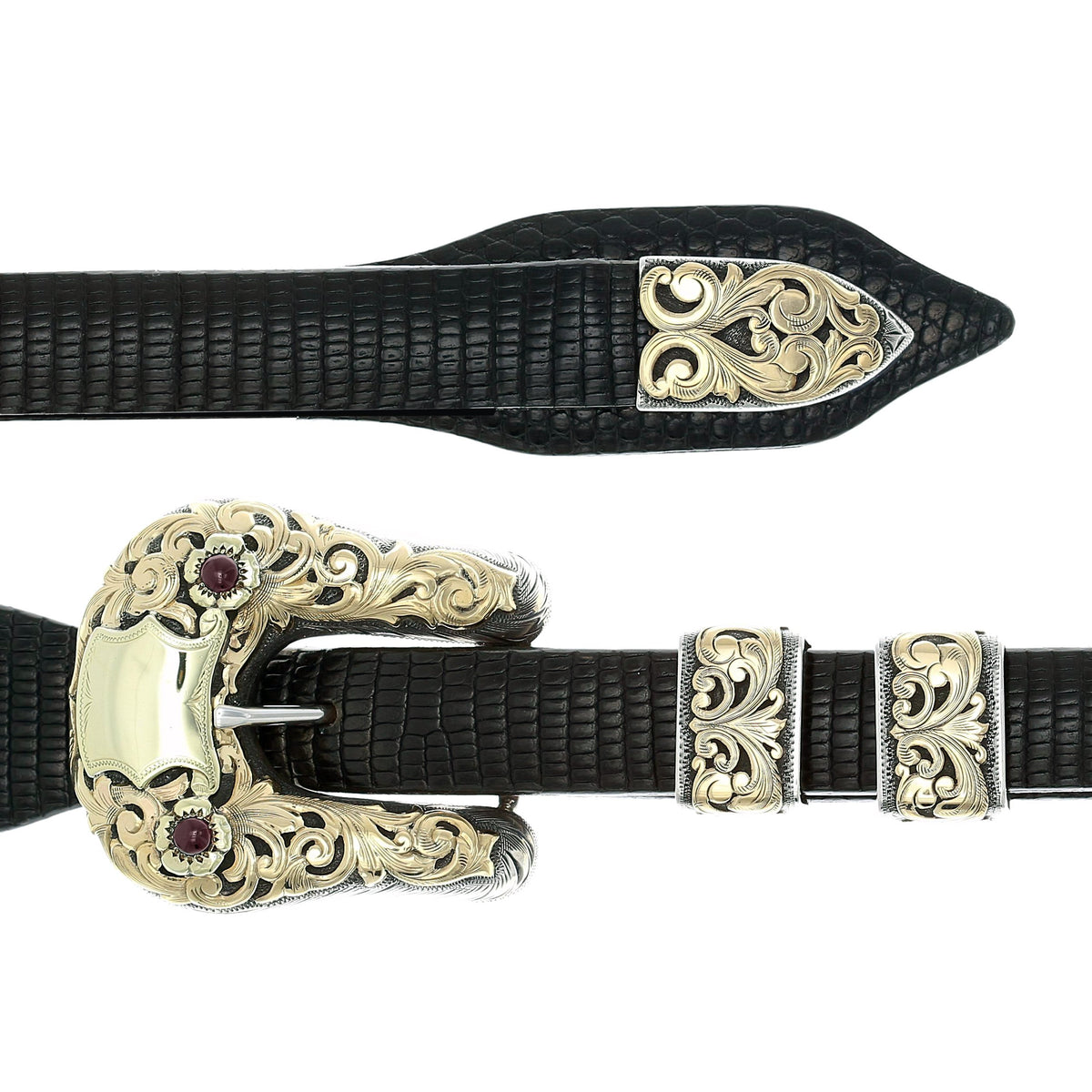 Duval 1803 Sterling Silver &amp; Gold Buckle Set