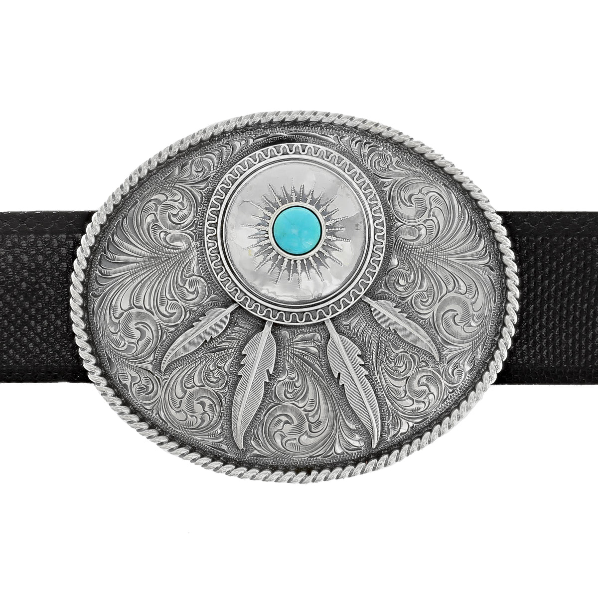 Nueces 1822 Feather Oval Trophy Buckle