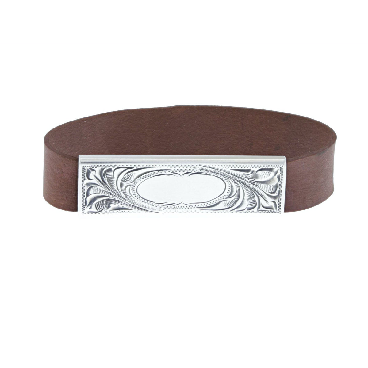Rubber Band 1801 Sterling Scroll Engraved Money Clip